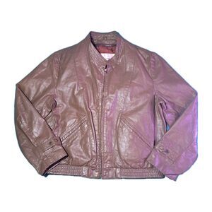 Vintage Clipper Mist Brown Leather Jacket Quilted Lined Mens 44 RARE
